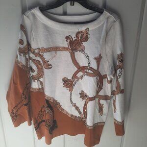 Chico's Status Print Cotton Blend Sweater Chico's 3 L/XL